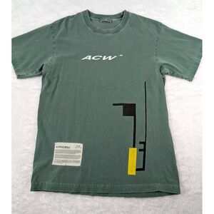 A Cold Wall ACW 'no water' Men's M Tee Shirt C/3 Double Sided Green‎ *Read